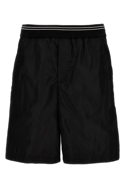 Prada Men Nulon Feather Bermuda Shorts In Black