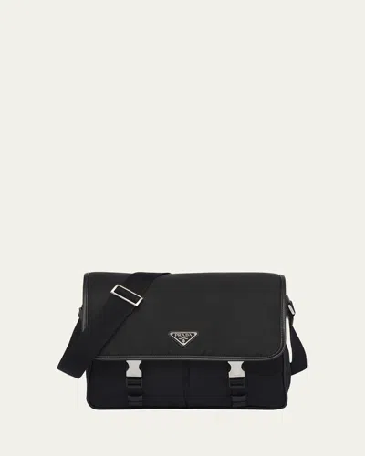 PRADA MEN'S NYLON AND LEATHER CROSSBODY BAG