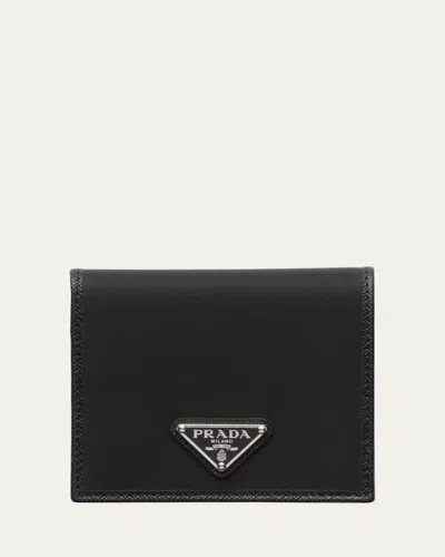 PRADA MEN'S NYLON AND SAFFIANO BIFOLD WALLET