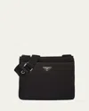 Prada Men's Nylon And Saffiano Crossbody Bag In Nero