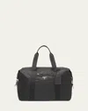 Prada Re-nylon And Saffiano Leather Duffle Bag In Nero