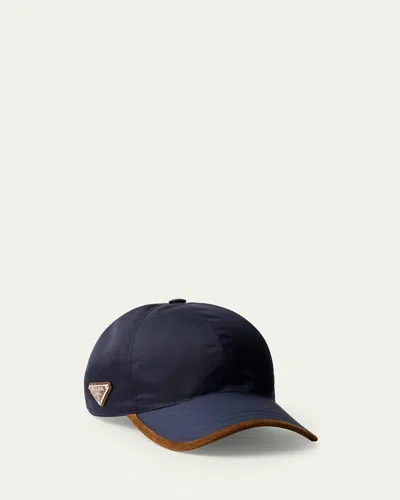 PRADA MEN'S NYLON AND SUEDE BASEBALL CAP