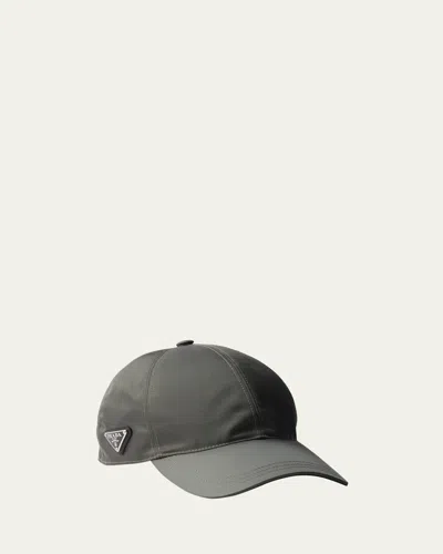 Prada Men's Nylon Baseball Hat In Green