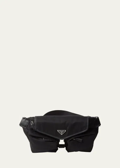 Prada Men's Nylon Belt Bag In F0002 Nero