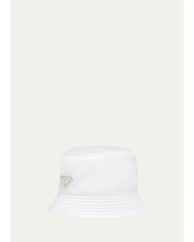 Prada Men's Nylon Bucket Hat In Bianco