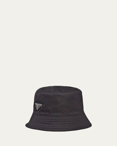 Prada Men's Nylon Bucket Hat In Gray