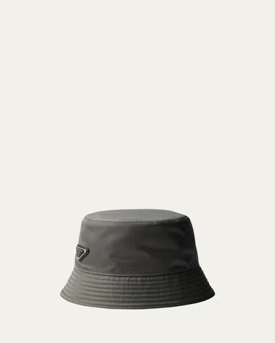 Prada Men's Nylon Bucket Hat In Green