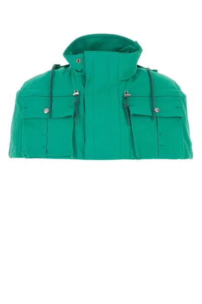 Prada Men's Nylon Cape With Recycled Fabric In Green