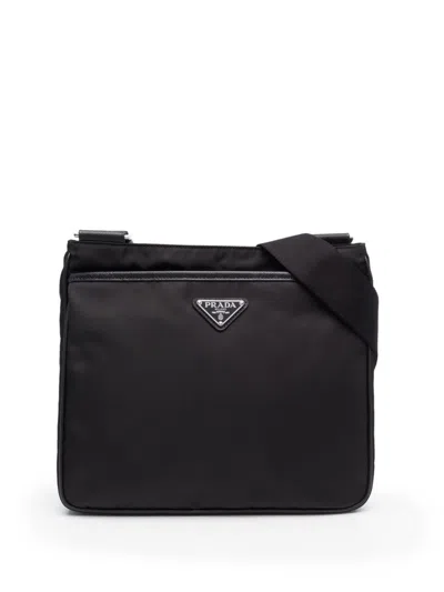 Prada Men's Nylon Crossbody Bag In Nero