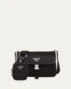 Prada Shoulder Bag In Re-nylon And Saffiano In Nero