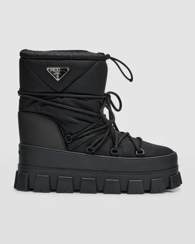 Prada Men's Nylon Gabardine Apres Ski Boots In Black