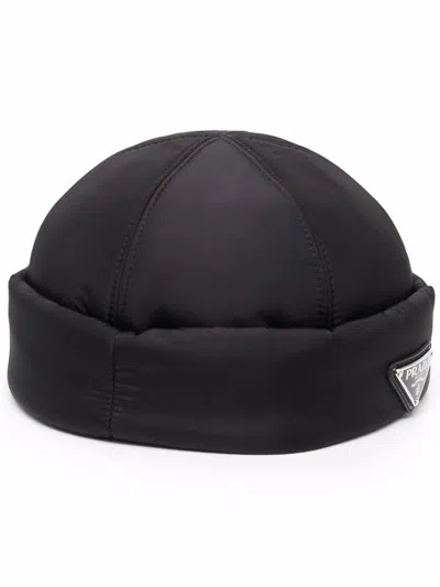 PRADA MEN'S NYLON PADDED LOGO PLAQUE HAT
