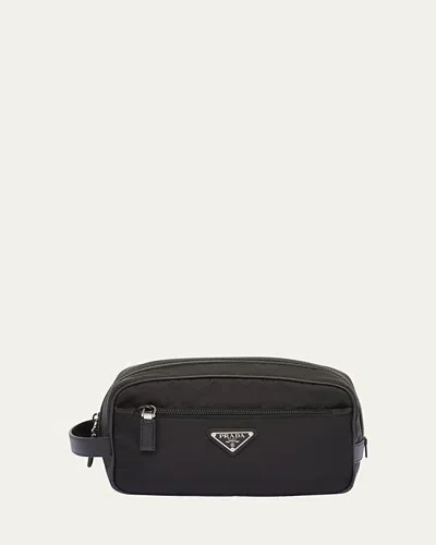 Prada Men's Nylon Toiletry Bag In Schwarz