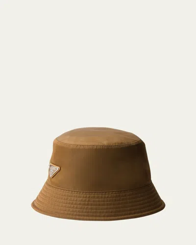 Prada Men's Nylon Triangle-logo Bucket Hat