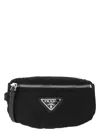 Prada Small Logo-plaque Pouch In Black