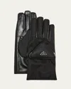 Prada Men's Nylon/leather Gloves With Pocket In Nero