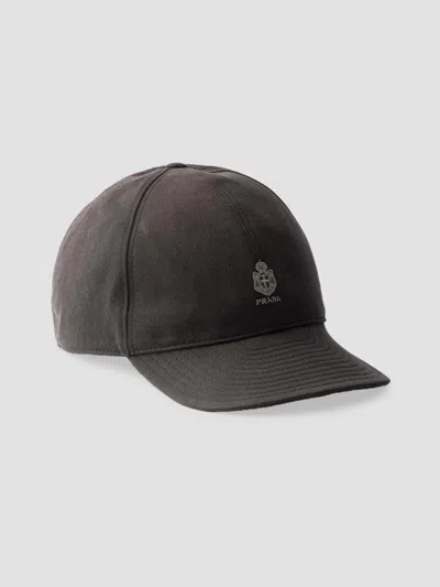 Prada Men's Old Gabardine Baseball Cap In Brown