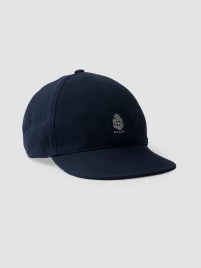 Prada Men's Old Piqué Baseball Cap In Blue