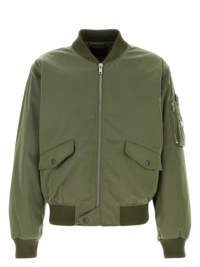 PRADA MEN'S OLIVE NYLON BOMBER JACKET