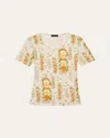 Prada Floral Pattern Cotton T-shirt In Neutral
