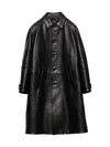 Prada Button-fastening Leather Coat In Pink