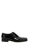 Prada Polished Leather Lace-up Shoes In Black