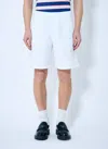 Prada Logo-patch Poplin Shorts In White