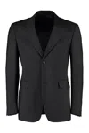 Prada Single-breasted Blazer In Mohair And Wool In Black