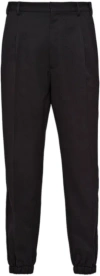 Prada Men's Pleated Gabardine Pants In Nero