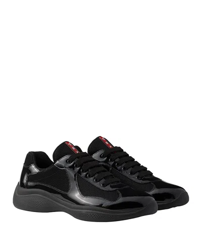 PRADA MEN'S PATENT LEATHER AND TECHNICAL FABRIC AMERICA'S CUP SNEAKERS