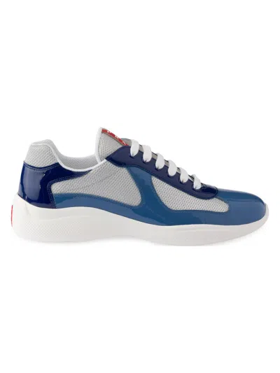 PRADA MEN'S PATENT LEATHER AND TECHNICAL FABRIC AMERICA'S CUP SNEAKERS