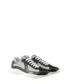 Prada Men's America's Cup Patent Leather Patchwork Sneakers In Grey