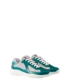 Prada Men's Patent Leather And Technical Fabric America's Cup Sneakers In Light Green