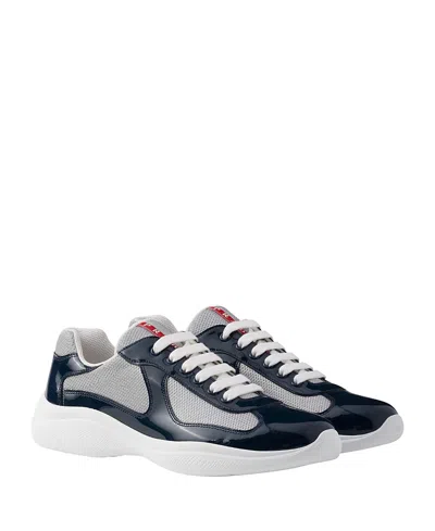 PRADA MEN'S PATENT LEATHER AND TECHNICAL FABRIC AMERICA'S CUP SNEAKERS