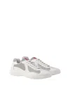 Prada Two-tone Leather And Fabric America S Cup Sneakers In White