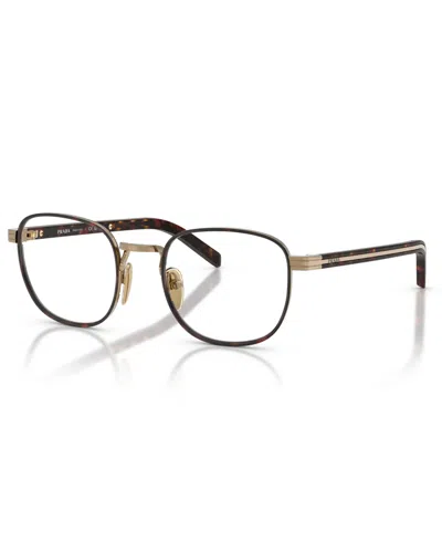 Prada Men's Phantos Eyeglasses, Pr D50v In Gold,havana