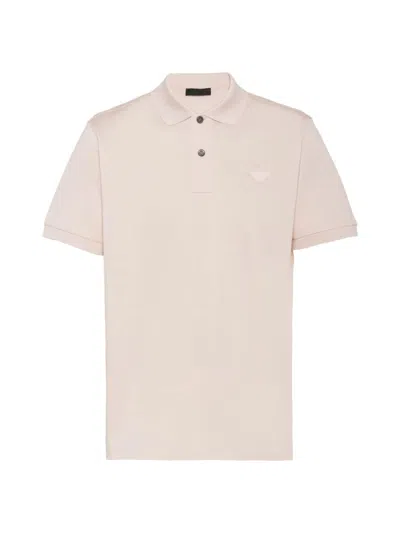 Prada Men's Slim Pique Knit Logo Polo In Rosa