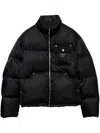 Prada Cropped Triangle-logo Padded Jacket In Nero
