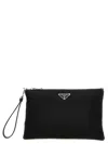 Prada Triangle Logo Re-nylon And Saffiano Leather Envelope Pouch