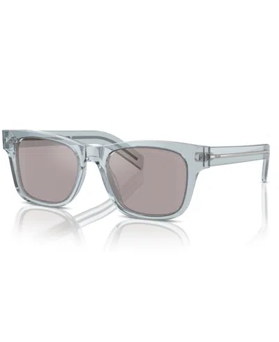 Prada Logo-engraved Square-frame Sunglasses In Transparent Azure