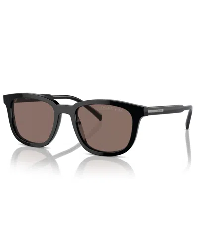 Prada Iconic Plaque Wayfarer Rectangle Men's Sunglasses, Pr A21s In Black