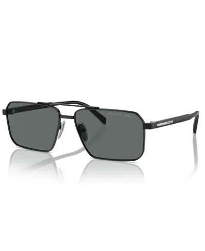 Prada Iconic Plaque Rectangle Men's Sunglasses, Pr A57s In Black