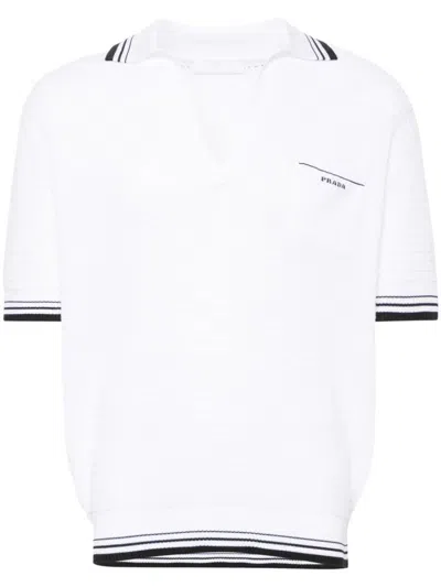 Prada Men Polo In Maglia In White