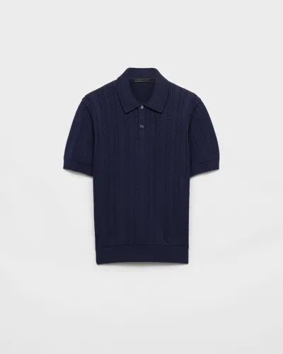 Prada Men's Polo Shirt In Bleu