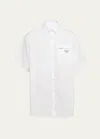 Prada Short Sleeve Shirt In Bianco