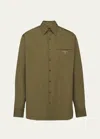 Prada Hemd Mit Logo-schild In Militare