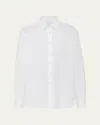Prada Mens White 100% Cotton Poplin Shirt With Nacre Buttons And Side Slits In Bianco
