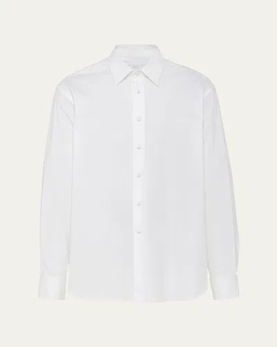 PRADA MEN'S POPLIN STRETCH SMOKING SHIRT