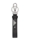 Prada Men Portachiavi In Pelle Saffiano In Black