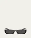 Prada Men's Pr B06s Geometric Rectangle Sunglasses In Dark Grey